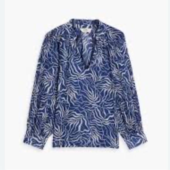 Joie Stow Printed Blouse Cobalt Blue White Cotton Lightweight size small - Picture 1 of 11